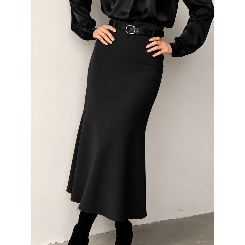 COMMENSE Minimalist Plain Maxi Skirt Black Size S US 4 NWT